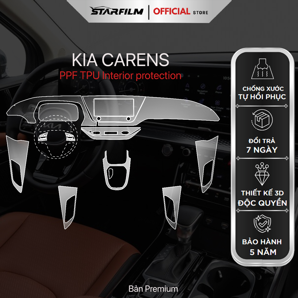 KIA Carens 2023 PPF TPU nội thất chống xước tự hồi phục STARFILM